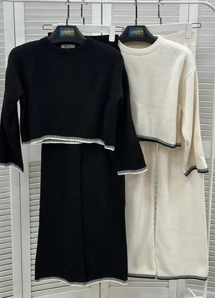 Стильный свободный костюм из топа и брюк 42-46 (в цветах)