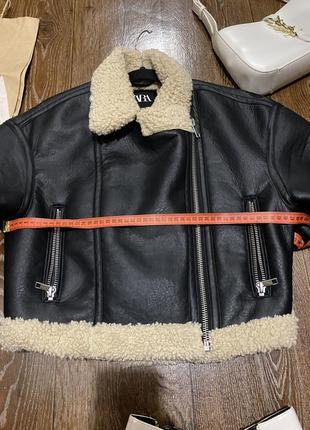 Шикарна укорочена трендова дублянка косуха авіатор фірми zara xs8 фото