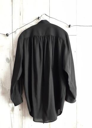 Винтажная шерстяная рубашка рубашка черная длинная свободная с большими карманами и широкими рукавами р s m3 фото