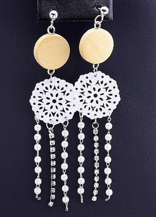 Серьги оригинальные сережки стильные fashion  сrystal бижутерный сплав7,3 г.