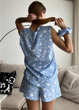 Пижама костюм домашный софт принт майка шорти резинка для волос2 фото