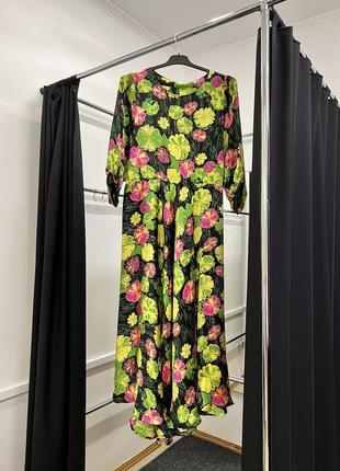 Шелковое качественное длинное цветочное платье handmade