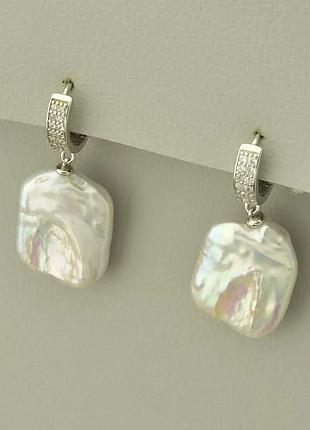 Серьги женские модные элегантные жемчуг   родий