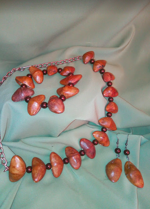 Колье чокер ожерелье серьги браслет набор бохо плоды экзоты авторское украшение