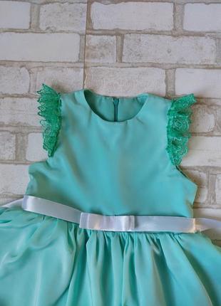 Нарядное платье на девочку мятное бирюзовое зеленое3 фото