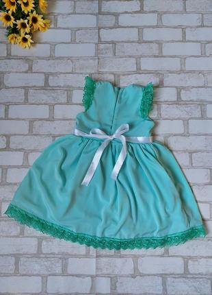 Нарядное платье на девочку мятное бирюзовое зеленое4 фото