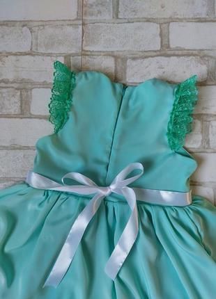 Нарядное платье на девочку мятное бирюзовое зеленое5 фото