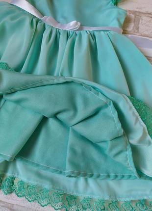 Нарядное платье на девочку мятное бирюзовое зеленое6 фото