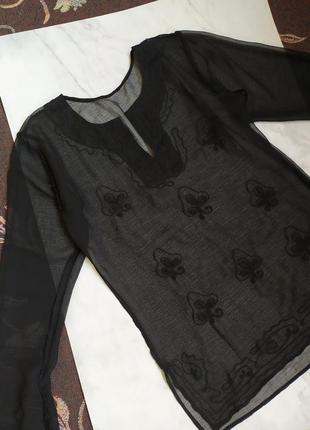 Шелковая блуза / шелк/ вышитая туника / блузка3 фото