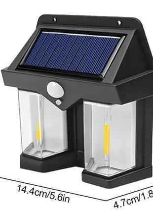 Фонарь на солнечной батарее с датчиком движения solar wall lamp coba cb-2282 фото