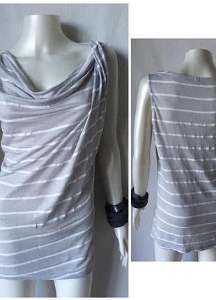 Benetton оригинальная стильная асимметричная майка из льна и коттона