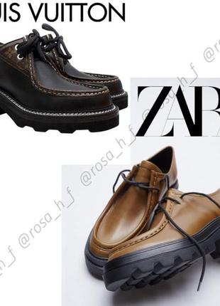 Кожаные туфли броги zara7 фото