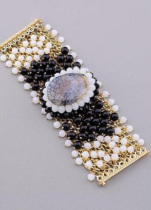 Оригинальный браслет  агат, чешский хрусталь 20 см.3 фото