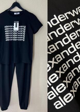 Черный комплект штаны и футболка alexander wang