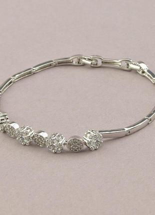 Оригинальный браслет   xuping не темнеет  фианит 17 см.  родий