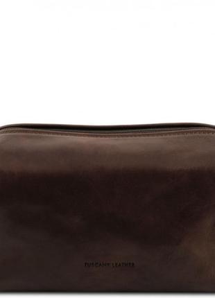 Большая кожаная косметичка несессер tuscany smarty tl141219 (темно-коричневый)1 фото