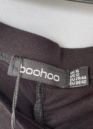 Boohoo чорні довгі штани кльош легінси розширені з стяжкою по спинці9 фото