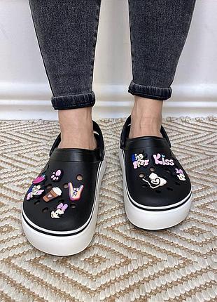 Женские кроксы сабо на платформе crocs crocband platform black лидер продаж3 фото