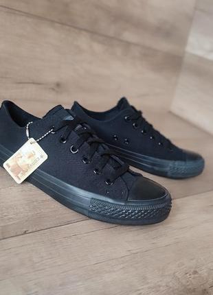 Повністю чорні кеди кросівки all black converse туфлі мокасини 38 р 24 см