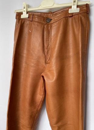 Кожаные брюки рыжие коричневые натуральная кожа брюки2 фото