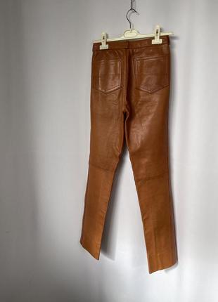 Кожаные брюки рыжие коричневые натуральная кожа брюки3 фото