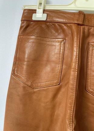 Кожаные брюки рыжие коричневые натуральная кожа брюки5 фото