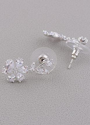 Серьги оригинальные сережки стильные unfading love  фианит  родий