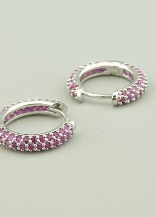 Серьги фианит  родий