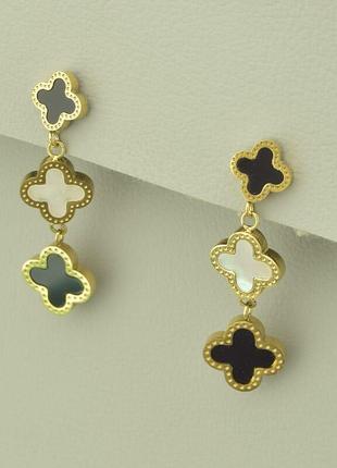 Серьги оригинальные сережки стильные stainless steel  эмаль   позолота 18к  лимонная