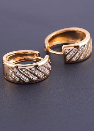 Серьги   из ювелирного сплава xuping не темнеет  фианит   позолота 18к