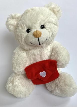 Мягкая игрушка белый плюшевый мишка медвежонок медведь с конвертом