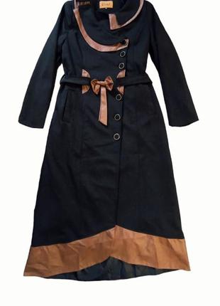 Красивое элегантное, винтажное длинное женское пальто из джерси,46 размер