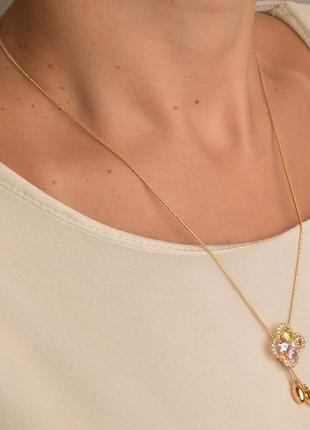 Подвеска   из ювелирного сплава xuping не темнеет  фианит 51 см.  позолота 18к3 фото