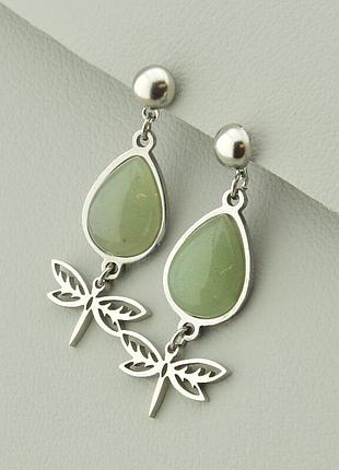 Серьги женские модные элегантные  stainless steel  нефрит