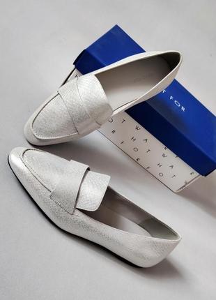 Шкіряні французські 🇳🇱 сріблясті жіночі тфілі лофери what for 37-37,5 розмір