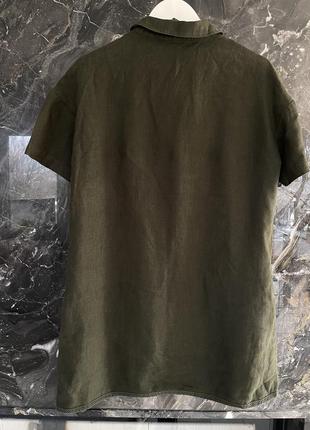 Льняная рубашка туника  с карманами5 фото