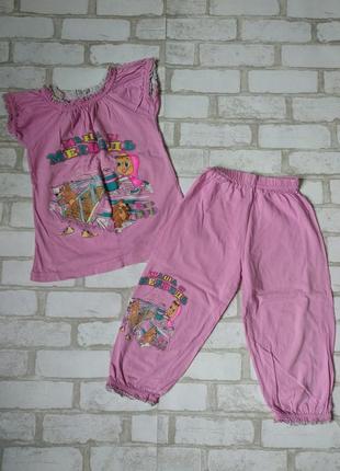 Костюм комплект футболка и штаны бриджи на девочку маша и медведь