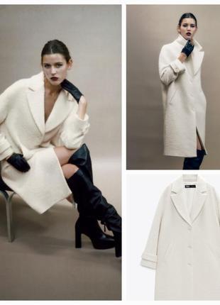 Белое пальто zara