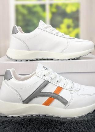Кроссовки женские белые с серым демисезонные swin shoes 4382