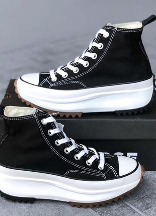 Женские кеды кроссовки черные с белым в стиле converse all star hight top