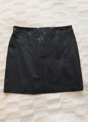 Новая юбка эко кожа со змеиным принтом1 фото