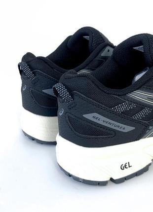 Мужские кроссовки черные с синим в стиле assc asics gel-venture 6 "black/gray"5 фото