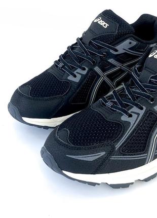 Мужские кроссовки черные с синим в стиле assc asics gel-venture 6 "black/gray"4 фото
