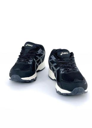 Мужские кроссовки черные с синим в стиле assc asics gel-venture 6 "black/gray"8 фото