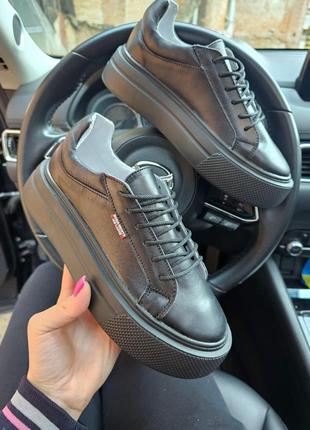 Шкіряні кеди на платформі