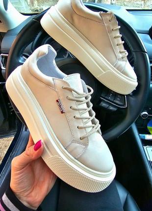 Шкіряні кеди на платформі