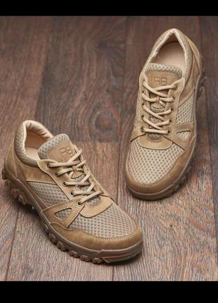 Тактичні літні кросівки з натуральної шкіри/сітки, взуття військове
