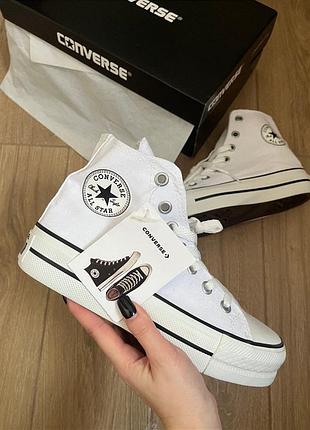 Converse chuck taylor all star lift white high platform жіночі білі високі кеди конверс весна літо осінь женские белые кеды на высокой подошве