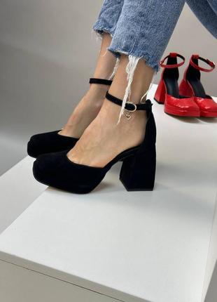 Эксклюзивные туфли из итальянской кожи и замши женские на каблуке платформе7 фото