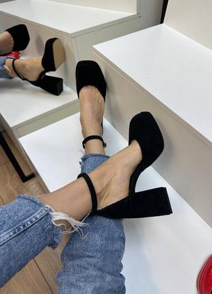 Эксклюзивные туфли из итальянской кожи и замши женские на каблуке платформе6 фото